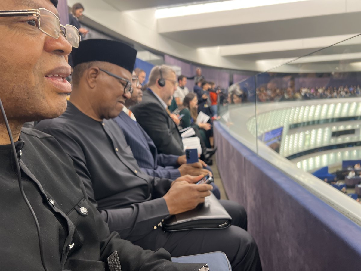 TheSerahIbrahim's tweet photo. I have seen this trending everywhere, APC is now claiming that Peter Obi’s visit to the European Parliament in Strasbourg never happened and that the photos and videos are AI-generated.

Most people in APC are actually battling mental health problems, because what other reason would you have, to deny a publicly documented event like Peter Obi’s visit to the EU. That is why we need him to invest in healthcare, so we can rescue these sycophants that have lost their minds.

To be clear, Peter Obi was indeed in Strasbourg, where he engaged lawmakers and stakeholders on issues that matter to Nigeria and Africa. He spoke about the economy, insecurity, poverty, youth empowerment, corruption (Tinubu’s middle name), and the need for stronger EU-Africa partnerships.

The tragedy is that APC have become so accustomed to Tinubu’s terrible governance that whenever they see a true leader discussing policy, facts, and solutions, especially on an international stage, their first reaction is to shout “AI.”

As the saying goes, the empty drum makes the loudest noise, but it is the loaded vessel that moves the harvest.
Peter Obi is too busy moving the harvest. You all are not even ready for the places you are about to see him in.