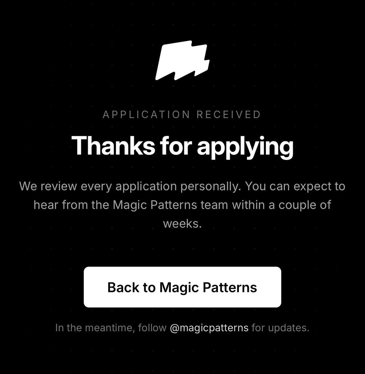 aimblackbird_'s tweet photo. @magicpatterns Fingers crossed 🤞 https://t.co/Sx959CfAYa