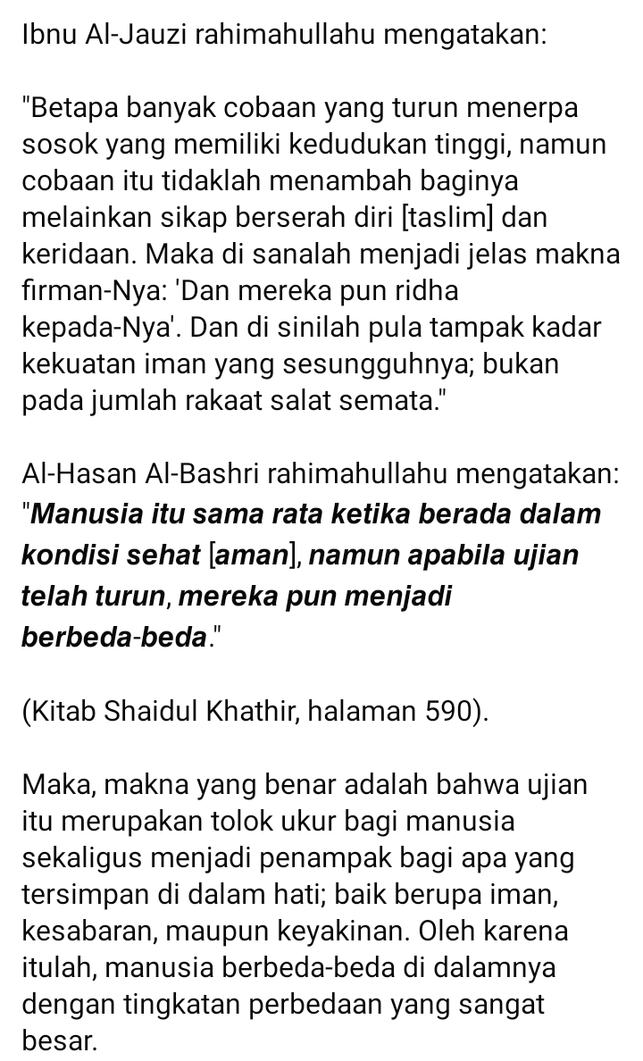 jwtsover's tweet photo. UJIAN ADALAH TOLOK UKUR BAGI MANUSIA DAN PENAMPAK APA YANG ADA DI DALAM HATI

Oleh Syaikh Abdussalam As Suhaimi hafidzahullahu https://t.co/qESK68Q0aL