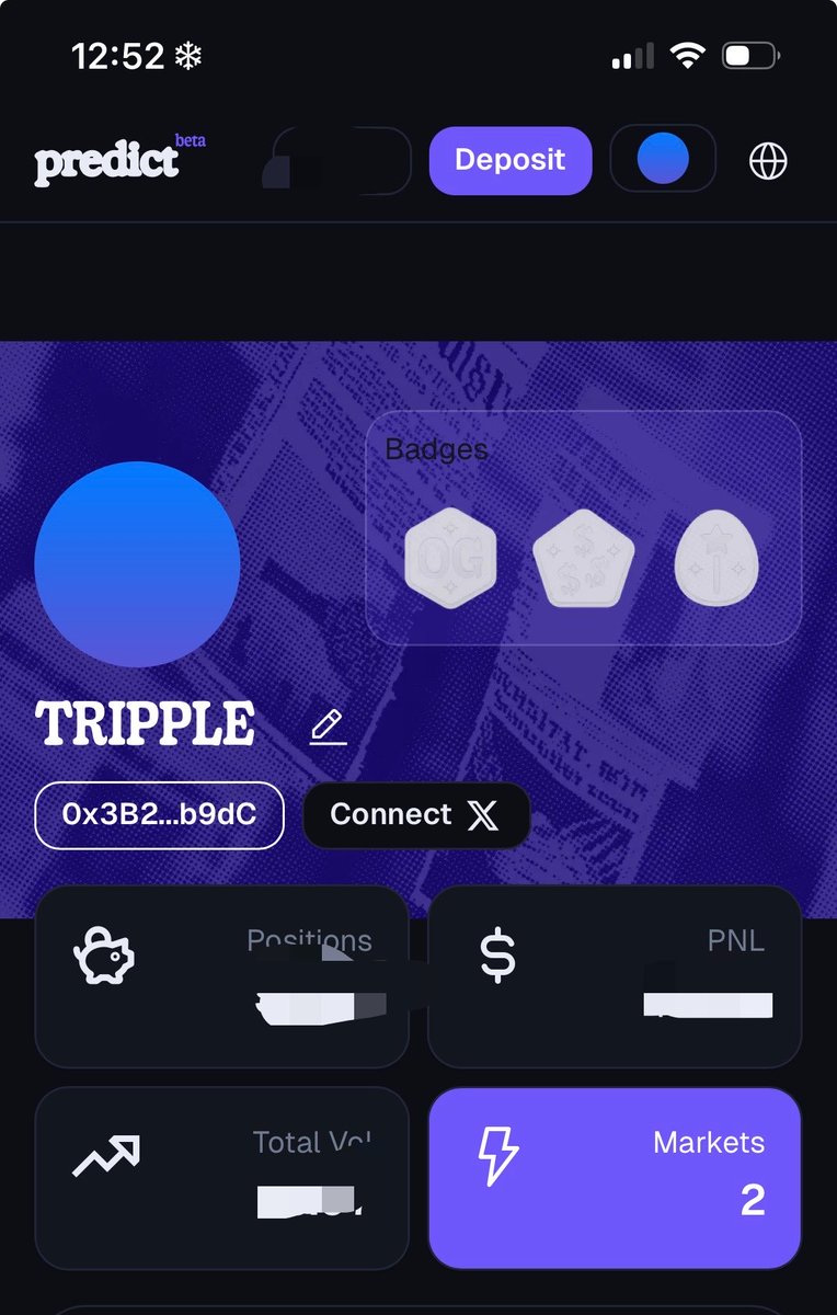 0XTRIPPLE's tweet photo. Just funded my @predictdotfun account 👀⚡️

Officially stepping deeper into prediction markets now

And I already have 2 open positions 🤔

Let’s see how good my reads really are 😭🤝

Wish me luck. https://t.co/K1tScIcC5t
