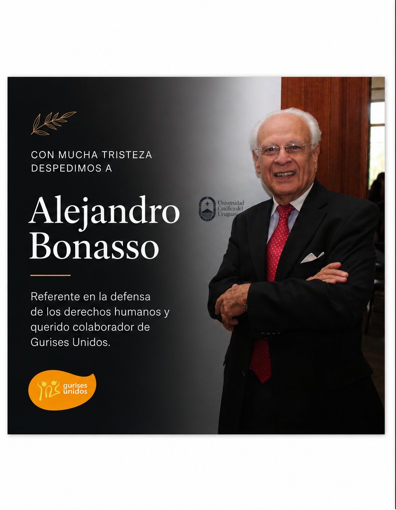 gurisesunidos's tweet photo. Con mucha tristeza despedimos a Alejandro Bonasso, referente en la defensa de los derechos humanos y querido colaborador de Gurises Unidos. https://t.co/YUbcCXLMiV