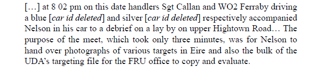 Brehon_is_Best's tweet photo. Sam McBride - via John Ware's book? - identifies one of Nelson's handlers as "Martin Callan". This may be significant. A FRU contact form dated 14 10 1987 refers to a Sgt Callan taking possession of the UDA's targeting packs for evaluation and updating (per Nelson citing an 'M') https://t.co/CvOZPxQD61