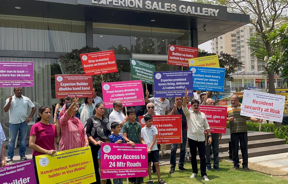 the_westerlies's tweet photo. 🚨 RESIDENTS' PROTEST AGAINST ALLEGED IRREGULARITIES IN OC APPROVALS 🚨
Today, residents and the RWA jointly protested against the alleged misuse of approvals and unauthorized access through the society road.
Serious questions must be answered by Experion and DTCP Haryana:• Was a temporary road shown during the Occupancy Certificate (OC) approval process?
• Were all OC conditions fully complied with before approval?
• Who authorized access through the society road?
• Why are residents being forced to bear the consequences of planning and approval decisions?
We demand:
✅ Immediate disclosure of all approval documents.
✅ Independent inquiry into the OC approval process.
✅ Immediate suspension of any disputed access until the matter is investigated.
✅ Public response from DTCP Haryana and Experion.
Residents deserve transparency, accountability, and protection of their rights.
@cmohry 
@HaryanaGovt 
@DC_Gurugram 
@TCP_HARYANA 
@OfficialGMDA 
@MCG_Gurugram
@anilvijminister 
@Nayab_saini_bjp 
@htcity 
@timesofindia 
@TOIDelhi 
@News18Haryana 
@DainikBhaskar 
@AmarUjalaNews 
@punjabkesari 
@thetribunechd 
#Experion #DTCP #Gurugram #OccupancyCertificate #RWA #ResidentsRights #Transparency #Accountability #GMDA #M