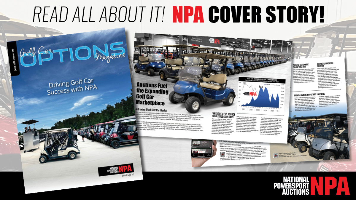 npauctions's tweet photo. #NPAuctions on the June 2026 Cover! β³οΈ Get a closer look at where the pre-owned golf car industry is headed. Read the June 2026 Golf Car Options magazine cover story.
https://t.co/tBDTBXUzHa
#NPA #GolfCarOptions #PreOwned #GolfCars https://t.co/kyxRmqtcoF