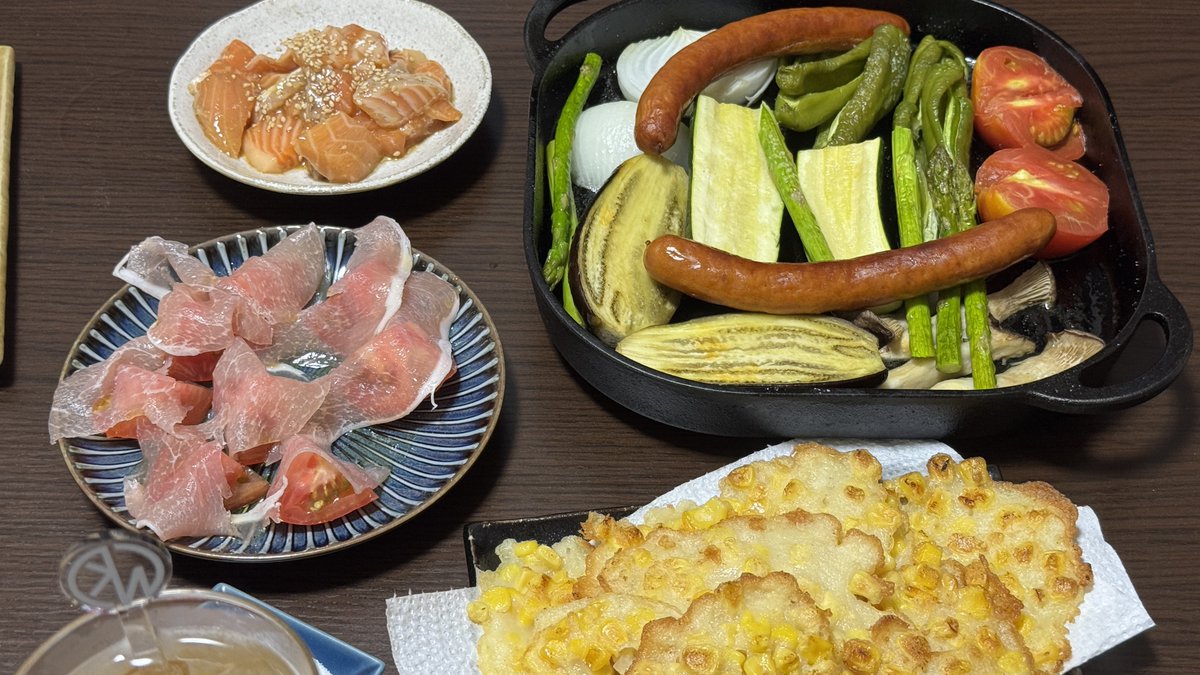 papa_s_'s tweet photo. 野菜食べたい欲満たすために夏野菜オーブン焼き等 https://t.co/m8Bdimf1Iz