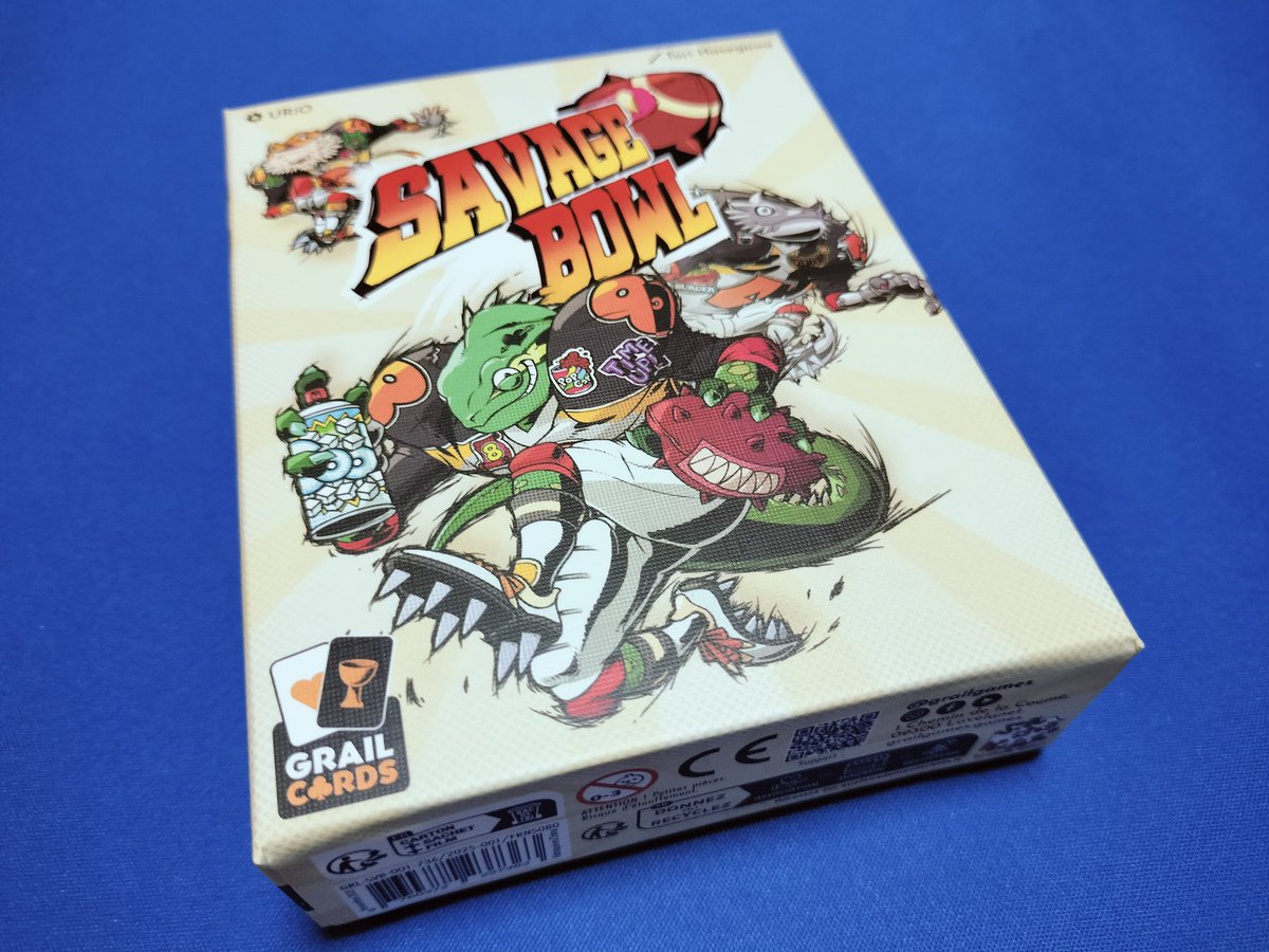 burekekegames's tweet photo. フランス語版サヴェッジボウル
開封〜

ラウンドマーカーが、
アメフトボールになってる🏈

登鯉さんのイラストの魅力は
そのまま☺️
グラフィックデザインというのかな？ちょっと背景に変化はある🤔 https://t.co/DClXEEGffs