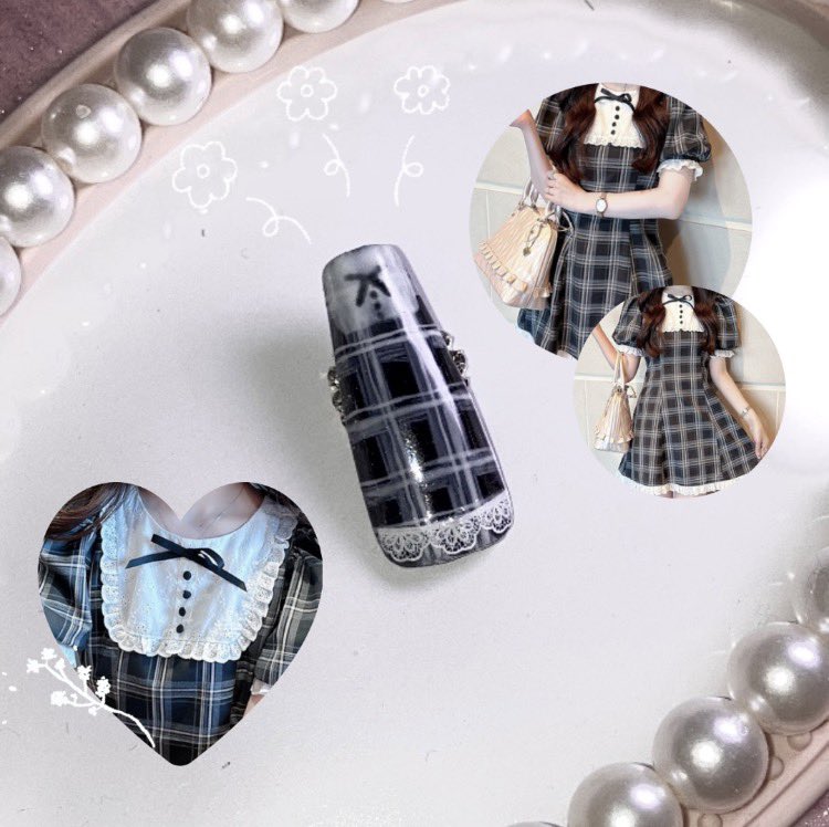 Mavia_nails's tweet photo. チェック柄ガーリーワンピース❁⃘*.ﾟ

      自分のお気に入りのお洋服を爪先に˙⋆

#衣装ネイル #ネイルチップ #私服ネイル #レースネイル #ハンドメイド #チェック柄ワンピース #ガーリー #リボン #いいね返し https://t.co/AoagLdrC2R
