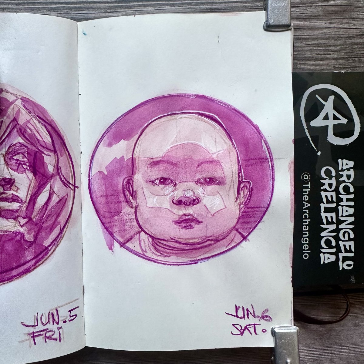 TheArchangelo's tweet photo. Day 157 of 365 

#TheArchangelo #archangelocrelencia #photonnmo #photon_nmo #dailysketch #sketchbook #minisketchbook #draweveryday #ded2026 #penandink  #dailysketch #watercolor https://t.co/Nk3RgbAvSA