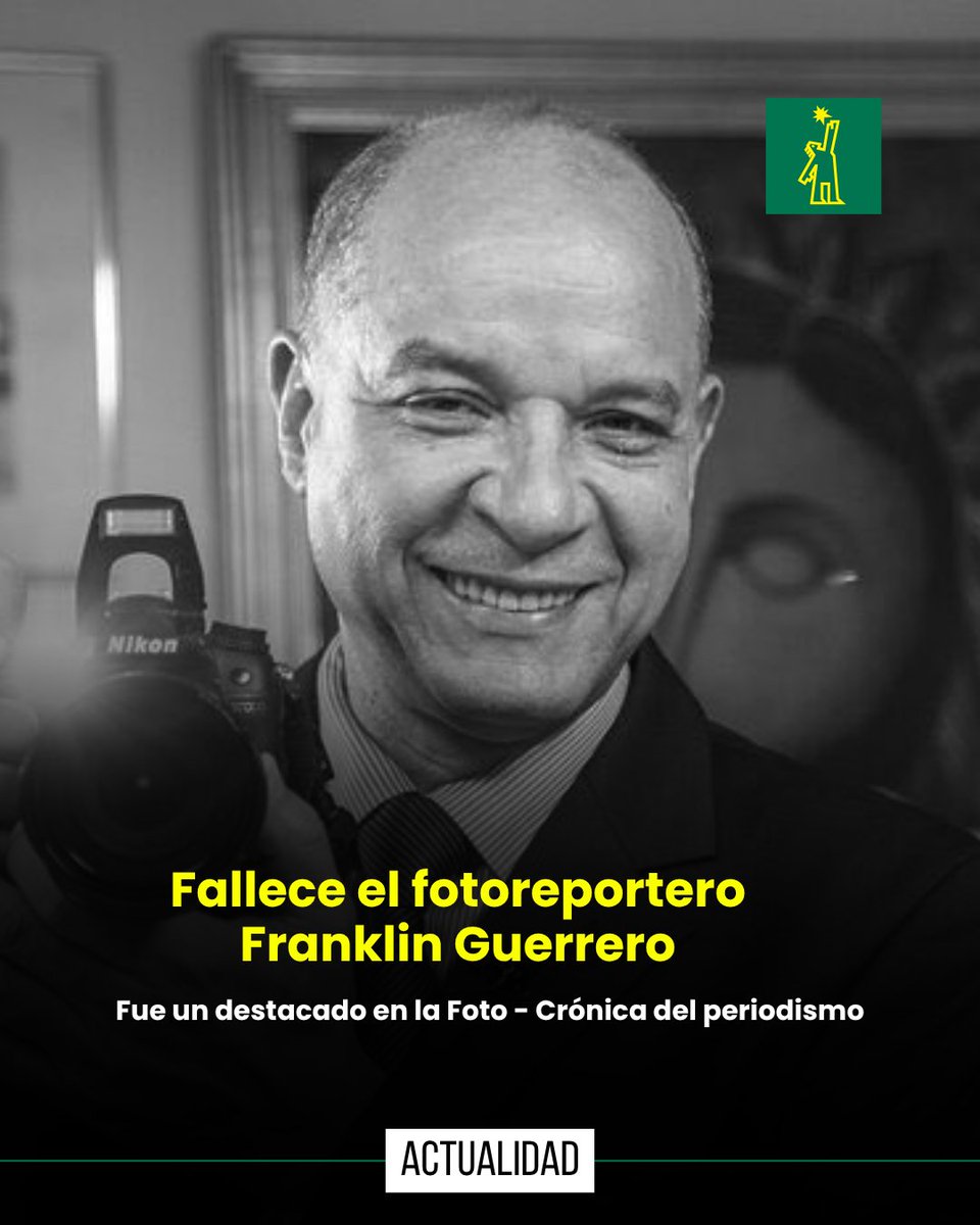 DiarioLibre's tweet photo. 📰 |#ActualidadDL| Falleció el fotoreportero Franklin Guerrero, quien se destacó en el periodismo visual, compartiendo historias a través de la foto-crónica.

Hasta el momento se desconocen los detalles relativo a su fallecimiento. https://t.co/HWRX8G6D6h