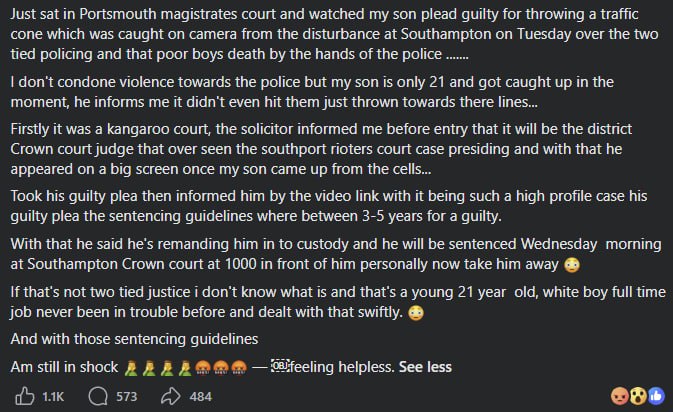 LeoKearse's tweet photo. Pakistani Muslim nonces a girl, gets two years. 
21 year old British kid angry that police helped kill a British kid throws a traffic cone, it hits nobody, gets 3-5 years. 
But remember, there's no two-tier policing. https://t.co/U9Czd3l2wZ