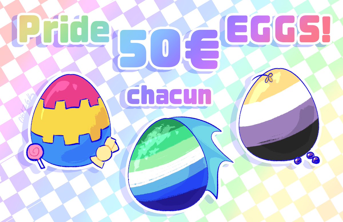 kartased's tweet photo. 🏳️‍🌈🥚NOUVEAUX ADOPTABLES!!🥚🏳️‍🌈

3 petits œufs rempli de fierté qui n’attendent qu’à éclore!
Ils sont au couleurs du drapeau Pan, Gay et Non-binaire!💗

Leur designs seront révélé lors de leur adoption!🏳️‍🌈

#Kartadoptables
Venez en dm si vous êtes intéressés!💖 https://t.co/iFMhMvvEIM