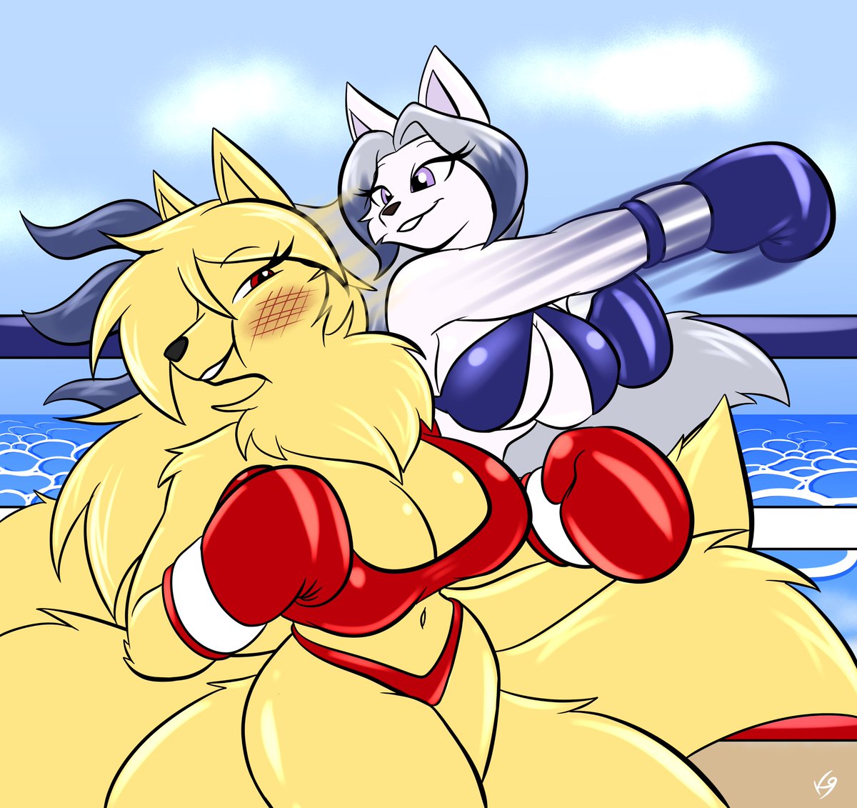 the_K9_team's tweet photo. Aiko is getting rocked on, but she is enjoying this beach boxing match a lot! https://t.co/3AqgrN1BxC