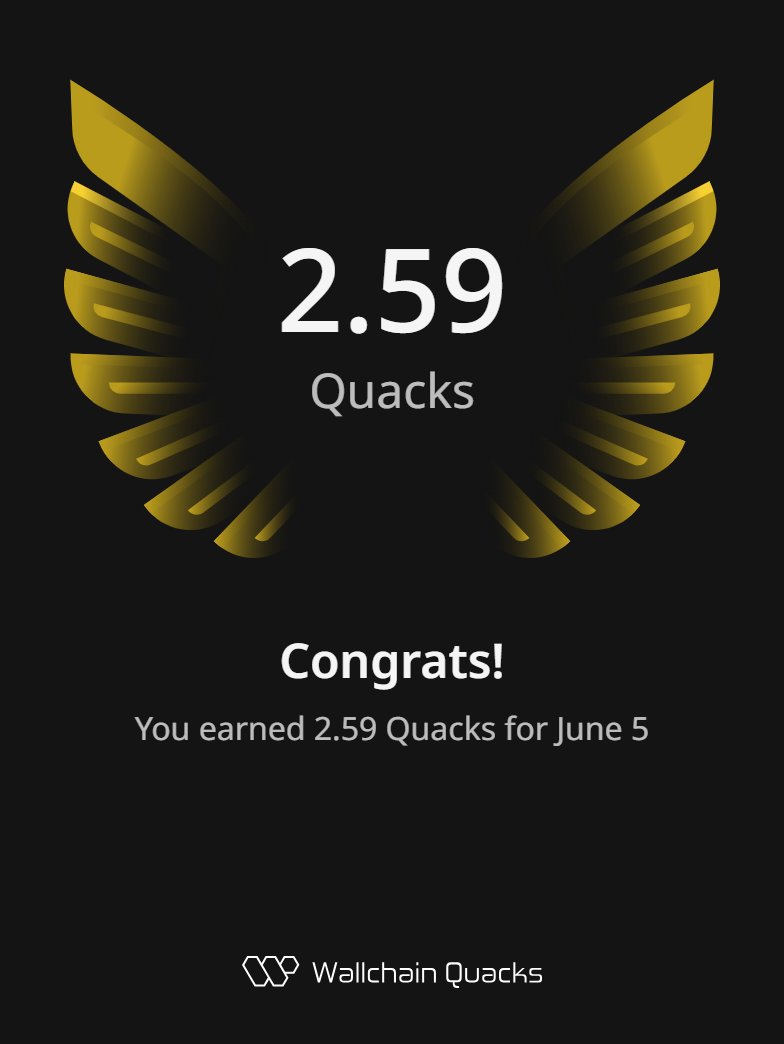 Chilotete's tweet photo. Just earned 2.59 Quacks on @wallchain in one day 🦆

Turn insights into rewards and climb the leaderboard 🥇

Use my referral link – https://t.co/noqnqmfAV6 https://t.co/m56lWLRtsa