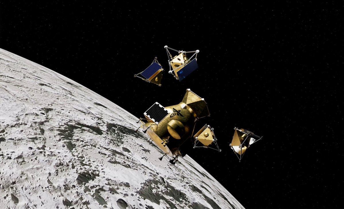 SpaceInvestor_D's tweet photo. $FLY: MoonFall is one of the most fascinating lunar missions on the horizon.

On May 26, Firefly was awarded a $75 million subcontract from NASA’s Jet Propulsion Laboratory (JPL) to deliver four drones to the Moon’s south pole in support of the agency’s MoonFall mission, targeted to launch no earlier than 2028.

Built on the legacy of NASA's Ingenuity Mars Helicopter, a fleet of drones will be delivered to the Moon by Firefly's Elytra spacecraft, then deployed ~50 km above the lunar south pole.

The drones will perform multiple propulsive hops across the surface, exploring permanently shadowed regions, mapping terrain, identifying resources such as water ice, and scouting future landing sites for Artemis missions.

After their final flights, survive-the-night payloads will continue operating for months, helping establish a sustained U.S. presence at the lunar south pole.