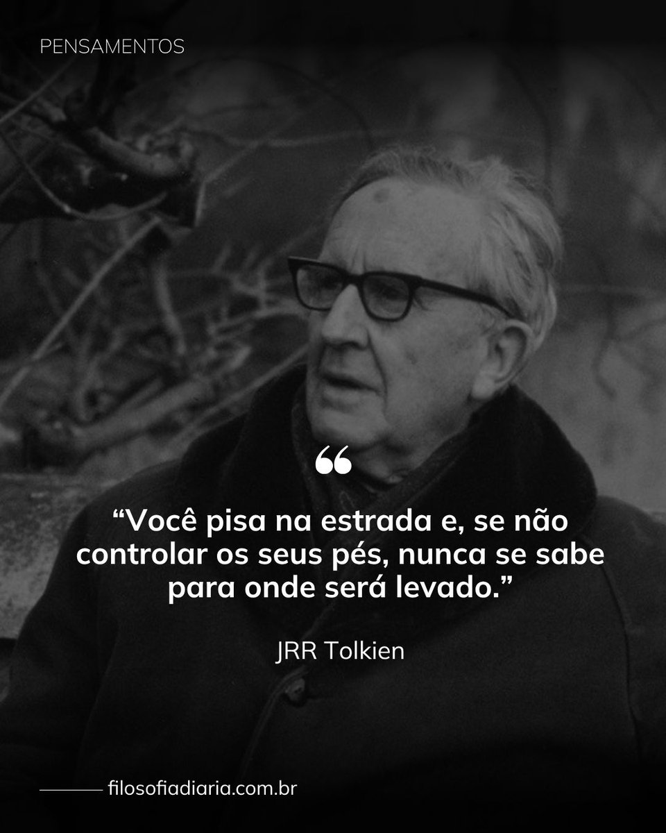 f_diaria's tweet photo. “Você pisa na estrada e, se não controlar os seus pés, nunca se sabe para onde será levado.”  
— #jrrtolkien (1892–1973), “A Sociedade do Anel”

#ReflexaoDoDia #Autoconhecimento #Escolhas #Decisoes #Proposito #CrescimentoPessoal #Mindset #Inspiracao #MotivacaoDiaria #Evolucao https://t.co/BgxpUNsbno