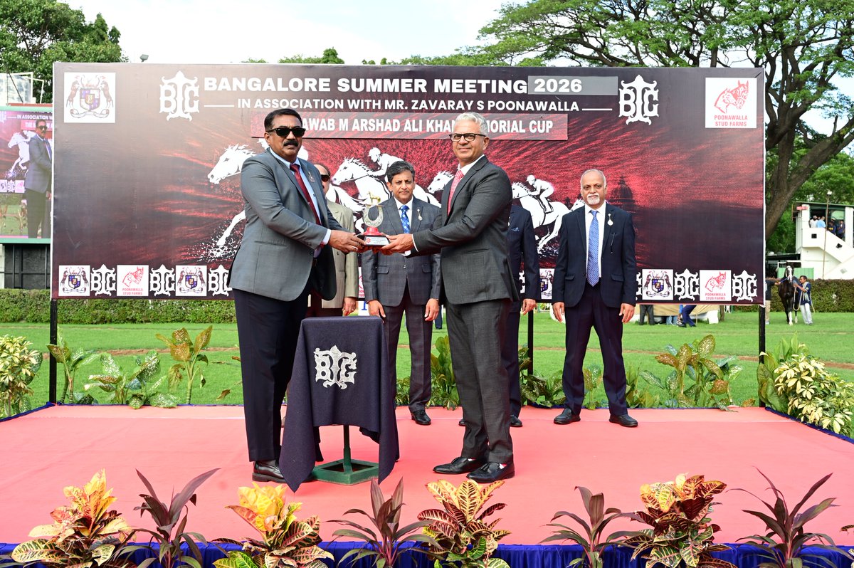 BTCINFO5's tweet photo. THE NAWAB M ARSHAD ALI KHAN MEMORIAL CUP
WINNER : XANTHE
TRAINER : S.S.ATTAOLLAHI
JOCKEY : HINDU SINGH
OWNED BY : Mr. C.ARYAMA SUNDARAM
CUP PRESENTED BY : Mr. K.T.BALAKRISHNA, IPS(RETD)
CHAIRMAN TURF AUTHORITIES OF INDIA &amp; CHAIRMAN &amp; SENIOR STEWARD OF THE MYSORE RACE CLUB LTD., https://t.co/3t0iy8yAE4