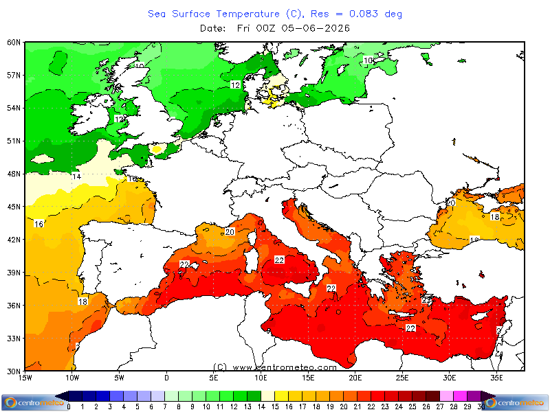 MMmarco0's tweet photo. Il Mediterraneo caldo non è una condanna automatica, è una riserva di energia.

In questi giorni, complice anche l'ondata di caldo di fine maggio, lo vediamo già molto caldo per il periodo, con ampie zone tra 23 e 25°C sui bacini centro-meridionali, un valore importante per inizio giugno, perché il mare dovrebbe essere ancora nella fase iniziale del suo riscaldamento stagionale. Se sopra quel mare si dispone la configurazione giusta, allora può pesare, più umidità, notti più pesanti e temporali capaci di sfruttare più energia. La parola chiave, però, resta "se".

Il mare, da solo, non decide il tempo, non crea automaticamente un’ondata di caldo, non genera da solo un evento estremo, non trasforma ogni temporale in qualcosa di eccezionale. Serve sempre l’atmosfera giusta sopra, correnti, aria in quota, geopotenziali, convergenze, saccature, richiami caldi o contrasti termici.

Il Mediterraneo è benzina ma senza l’innesco resta potenziale e in meteorologia il potenziale va osservato, non trasformato subito in paura.