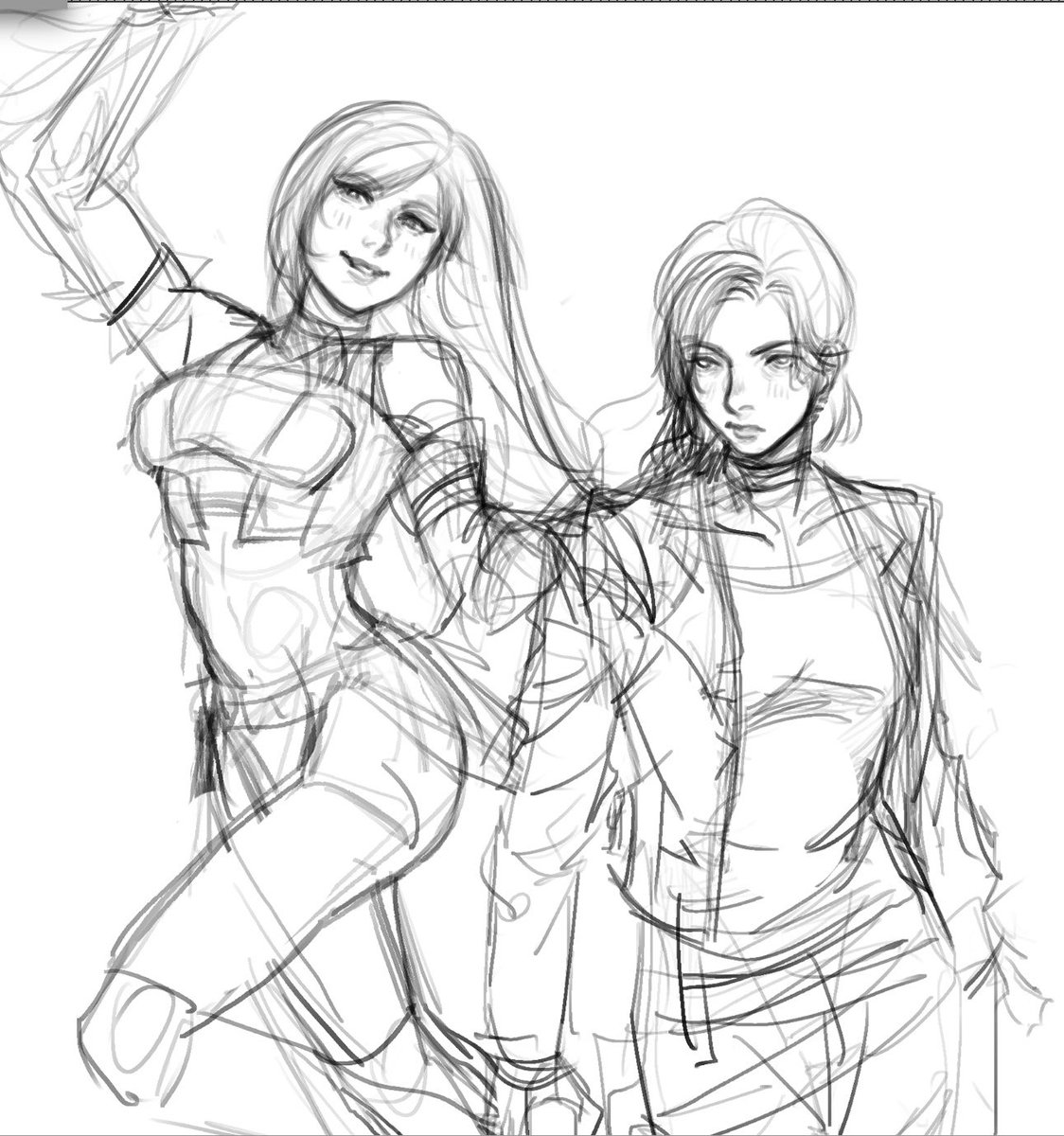 croissuke's tweet photo. quick tifa and Claire sketch cuz im so excited for them and I need to get them out of my system 🥺💖 https://t.co/mWQlOiuWVz