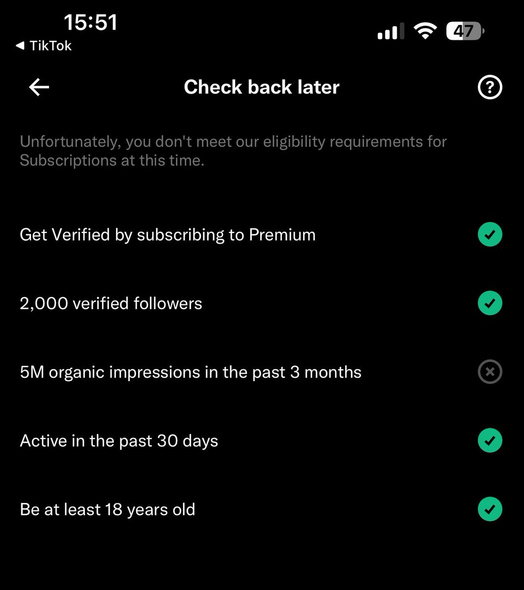 EasyEase01's tweet photo. Get Verified ✅

2000 verified followers ✅

Active in 30 days ✅

5M impressions ❌

Be at least 18 years old ✅ https://t.co/IkARz6DK1v