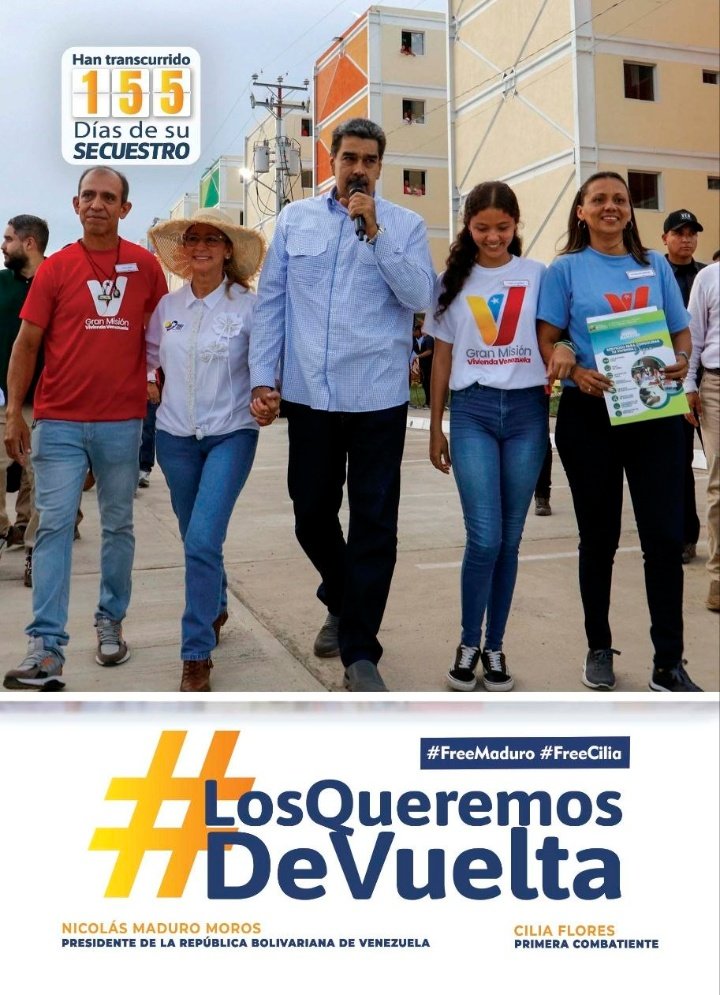 AASR2025's tweet photo. Sigamos Exigiendo la Liberación Inmediata de nuestro Presidente Constitucional de la República Bolivariana de Venezuela y su Querida Esposa Cilia Flores de Maduro.

Ya Basta de Impunidad!!!!

#LosQueremosDeVuelta
#FreeMaduroAndCilia https://t.co/drvQOxpTnY