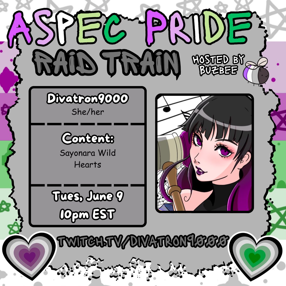 Divatron9000's tweet photo. Mark your calendars y’all!! I am so excited to be part of this year’s aspec raid train again going on RIGHT NOW!! 
My slot is on Tuesday at 10pm EDT but you can hop on the train now and ride it all the way to me! 🤩 https://t.co/77hOvcGXVq