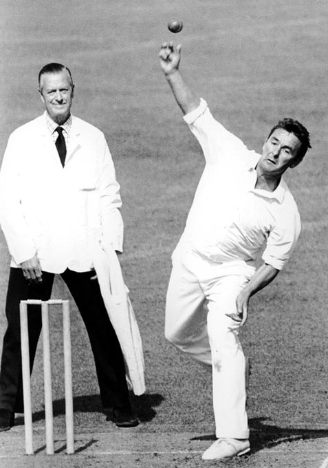 PictureSporting's tweet photo. Brian Clough, who loved cricket, bowling at Lord's in a charity match in front of 8000 spectators in August 1975.  Clough took 2 for 45 dismissing the great cricketing pair of Geoff Boycott and, er, Clement Freud.  With the bat he scored 13. A lover of cricket, he once said he would have prefer to make a Test century at Lord's than to have scored a hat-trick at Wembley