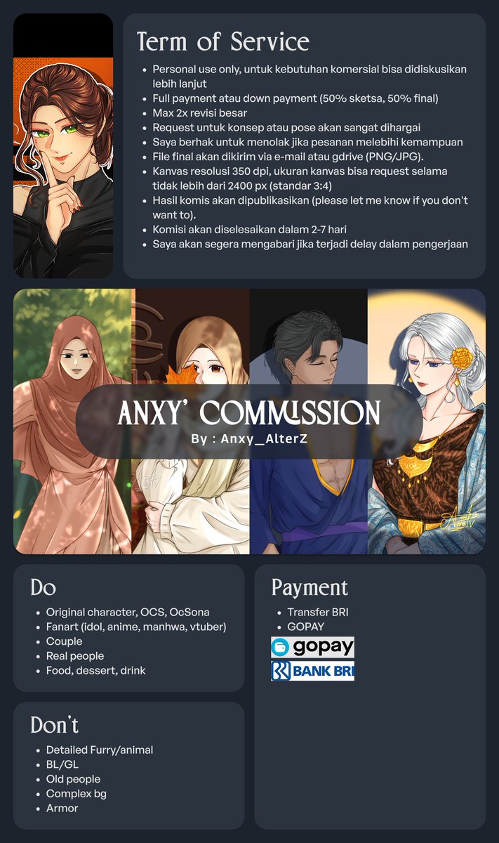 anxy_alterZ's tweet photo. ✨OPEN ANIME &amp; CHIBI COMMISSION✨️
[RT and likes are very appreciated!!]
Feel free to DM me for more information! (click pics for detail)
More info -> https://t.co/WHKxC6QXQ5

#artcommissions #opencommissions #zonajajan #artidn #digitalart #Commission #art https://t.co/EasJz38IiJ