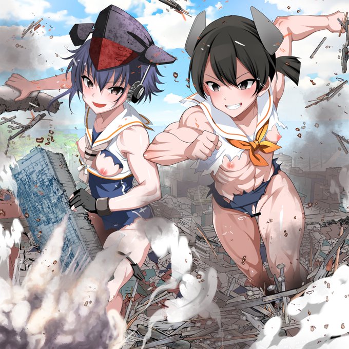 ご依頼作品を納品しましたので公開します 艦これの伊14と伊41を描かせて頂きました! 本能の赴くままに街を大胆に破壊し玩具にしちゃうふたりです! 迫力がすごくてかっこいいです(街は大変ですがw) こういうの気持ちよくて楽しい!! #Skebリクエスト募集中