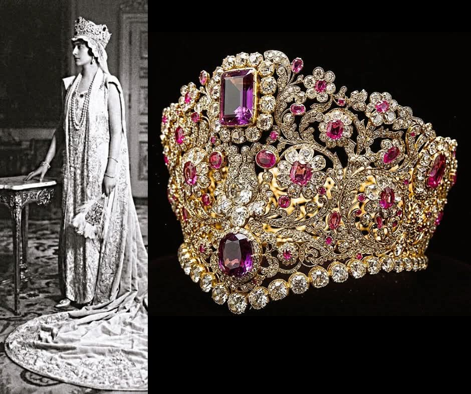 histories_arch's tweet photo. A royal bride received a magnificent jewel of love, but decades later its owner would endure war, imprisonment, and unimaginable suffering.

Born in 1899, Princess Antonia of Luxembourg was the youngest daughter of William IV, Grand Duke of Luxembourg and grew up in one of Europe’s most respected royal families. Known for her elegance and gentle nature, she was raised during an era when royal marriages often shaped alliances between nations. Few could have imagined that her life would eventually be touched by some of the darkest events of the twentieth century.

In 1921, Antonia married Rupprecht, Crown Prince of Bavaria, becoming the last Crown Princess of Bavaria. Among the treasures associated with Bavaria’s royal house was the magnificent Ruby and Spinel Diadem, part of an extraordinary parure originally gifted to Queen Therese of Bavaria by her husband, Ludwig I of Bavaria, during the 1830s. The dazzling jewel symbolized royal prestige, dynastic continuity, and the splendor of Bavaria’s golden age.

For a time, life appeared filled with privilege and ceremony. Yet history would take a cruel turn. During the rise of Nazi Germany, Crown Prince Rupprecht openly opposed Adolf Hitler and the Nazi regime. As a result, the family became targets. In the final months of World War II, Antonia and several members of her family were arrested and imprisoned by the Nazis. They were transferred through notorious camps including Sachsenhausen Concentration Camp and Dachau Concentration Camp, enduring conditions that permanently damaged their health.

Although the family survived captivity, the ordeal left deep physical and emotional scars. Antonia never fully recovered from the hardships she endured during the war. The contrast between the glittering jewels of royal ceremonies and the brutal reality of imprisonment became one of the most striking examples of how dramatically fortune could change in twentieth-century Europe.

In 1954, Princess Antonia passed away at just 54 years of age. Her story remains one of resilience and tragedy—a woman who once stood beneath the sparkle of Bavaria’s historic ruby and spinel diadem, only to face persecution and suffering during one of history’s darkest chapters. The jewels survive as symbols of royal grandeur, but Antonia’s courage in adversity remains her greatest legacy.

© Historical Stories

#archaeohistories