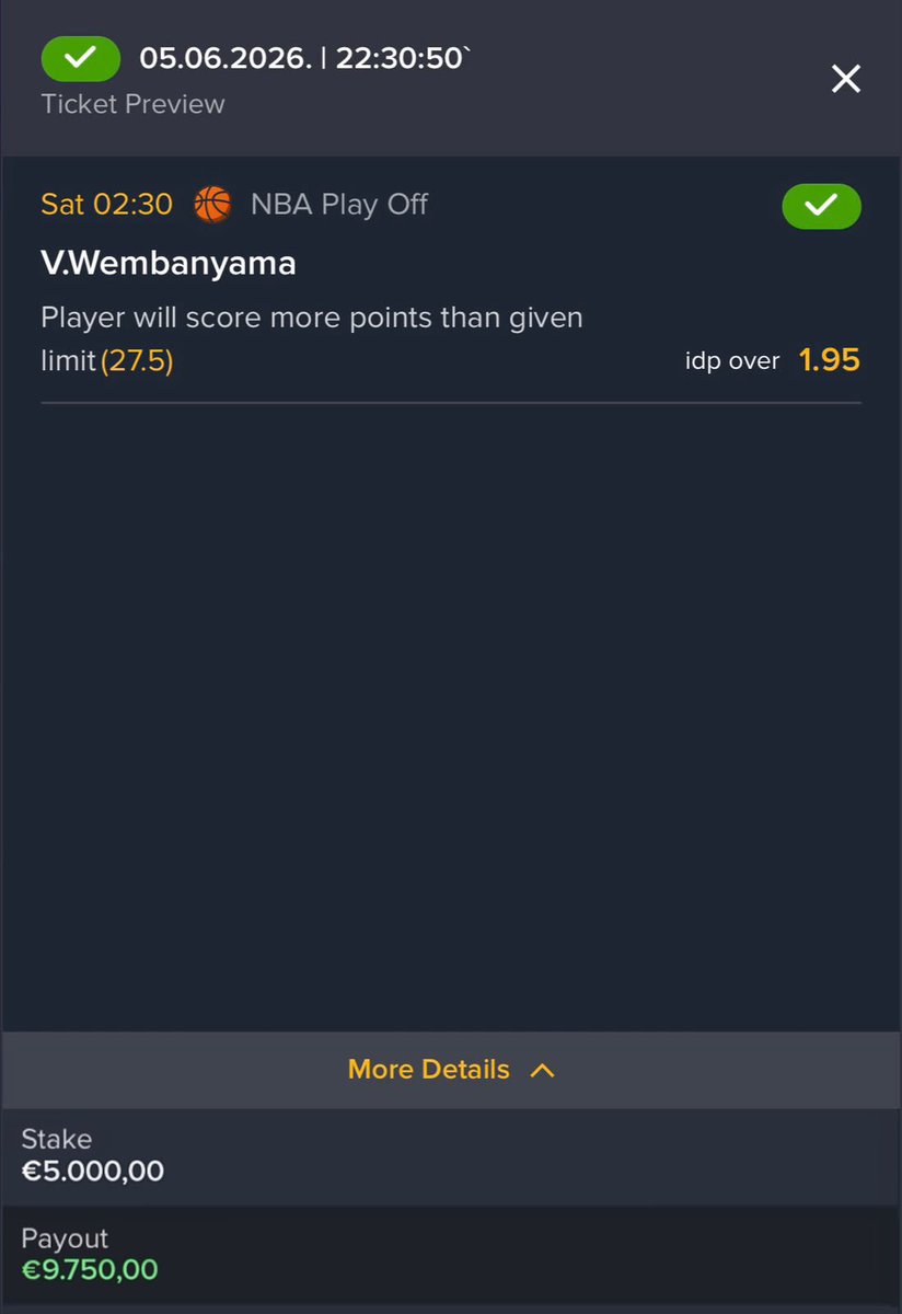 Hotty_Picks's tweet photo. 💣BOOM💣

WE MADE BIG PROFIT IN VIP HITTING 4 OF 5 NBA SLIPS!🤑

This is first day this month that we found value to stake high on bigger volume and we cashed big!🚀

Next days we are going to continue as we found edge in few sports so be ready this time!🔥 https://t.co/9gjqtX6LIF