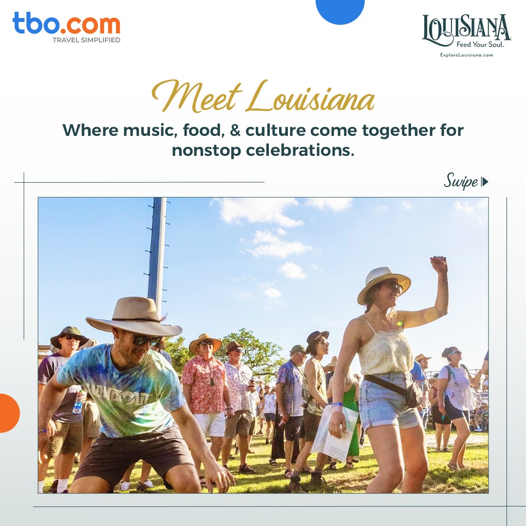 TBO_INDIA's tweet photo. Offer your clients Louisiana, a destination where every season brings a reason to travel!

Start Booking Now!
https://t.co/Kqji6Da3Of

#Louisiana #ExploreLouisiana #TBO #TravelAgents #CulturalTravel https://t.co/XqtJgqYp6v
