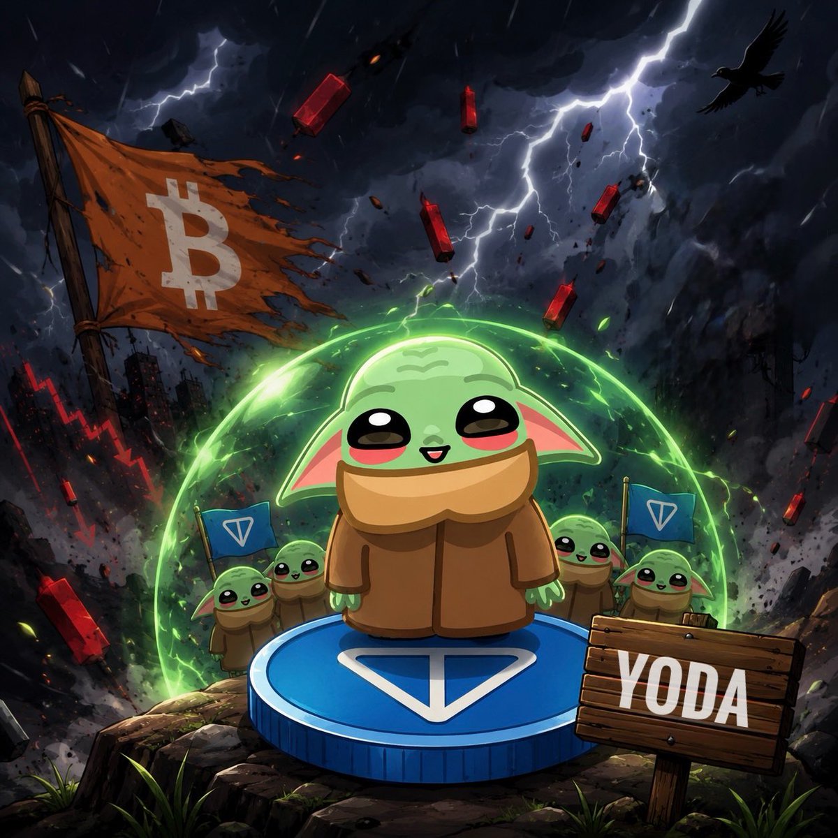 AltRushonX's tweet photo. @dedust_io Standing strong with the Force. ⚡

$YODA @yodaonton #grogu https://t.co/Ro28nIDWnZ