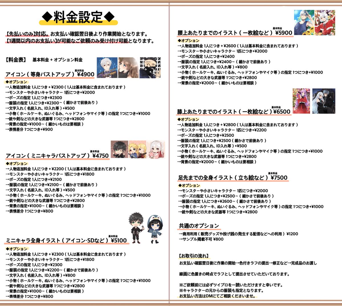 pyhc00's tweet photo. @unkn0wn_l7 初めまして。検索よりお声がけ失礼いたします。
下記のような絵柄でイラストのご依頼を承らせていただいております。
オプション料金とはなりますが、早期納品のご相談も可能なります。
絵柄のお好みやご希望される条件などが該当いたしましたら、ご検討いただけますと幸いです。 https://t.co/SlKU0ktzie