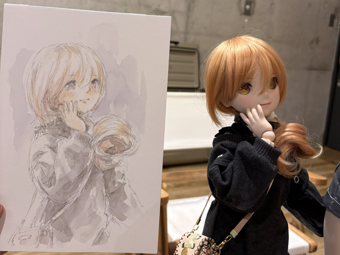 epoxyputty's tweet photo. 今日は、もえぎさん @MO_E_GI1　まるこさん @PropellerWalker と楽しいお絵描き会でした。
私はもえぎさんのドールを描かせていただきましたよ！ https://t.co/LdVbIhWaUS
