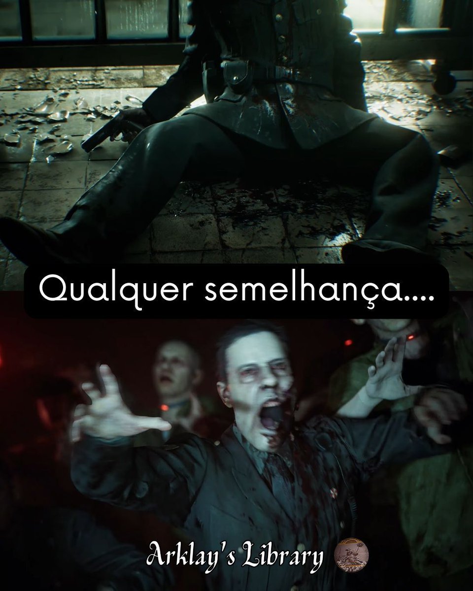 ArklayLibrary's tweet photo. Qualquer semelhança...não é mera coincidência.

O olhar afiado da historiadora aqui notou a grande semelhança dos trajes dos guardas zumbis do trailer de #ResidentEvilVeronica com o uniforme da Shutz/staffel (SS). https://t.co/pW0C1sDoLl
