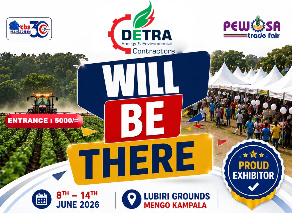 DetraEnergy's tweet photo. We're exhibiting at the CBS PEWOSA Trade Fair!
📍 Lubiri Grounds
📅 8th–14th June 2026
Visit our booth to explore renewable energy solutions, see our products in action, and speak with our team about clean cooking and energy-saving technologies.
📞 +256755581130 
#CBSPEWOSA2026 https://t.co/71ZqqTkP44
