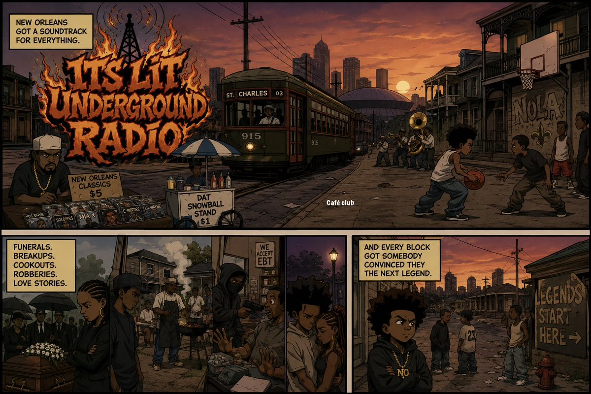 somecolddrink's tweet photo. “It’s Lit Underground Radio” 
New Orleans side stories https://t.co/vtgtIKjM9G