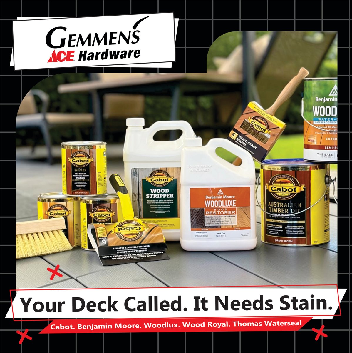 gemmen_s's tweet photo. We know decks! Visit us for expert advice, quality stains, and supplies to bring your vision to life! 🔨✨
#DeckGoals #AceHardware https://t.co/zO2OvhO8sQ