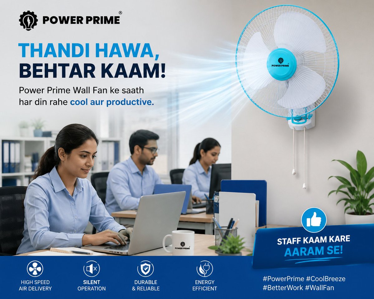 PowerPrime31922's tweet photo. Power Prime Thandi Hawa Behtar Kaam

Power Prime Wall Fan Ke saath har din rahe cool aur productive.

Buy and contact Us:
+91 8810641066
+91 8810640039
+91 9472225306
+91 9205710847
+91 7428170012

#powerprime #coolbreeze
#betterwork #wallfan
#wallfan #kipasangin #solar #fan https://t.co/jHGrvayGU0