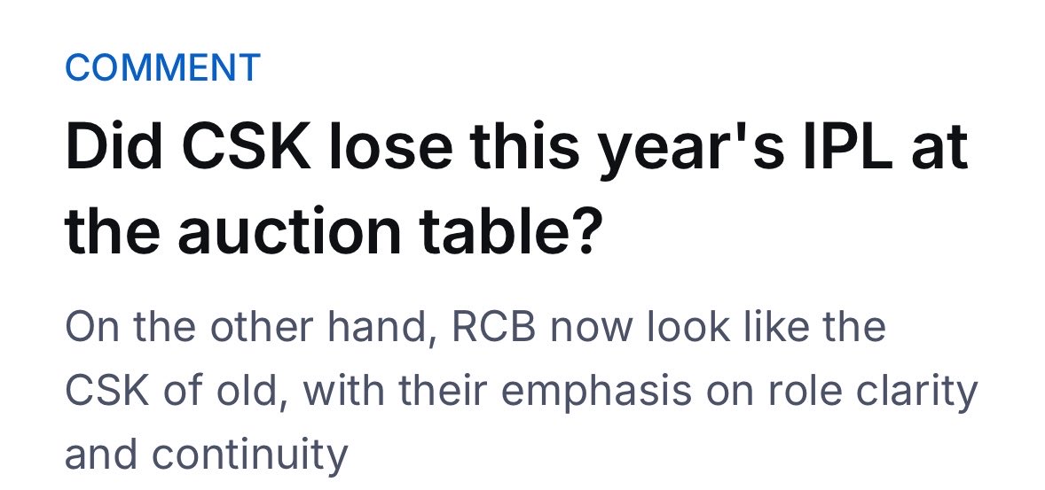 SergioCSKx's tweet photo. MS Dhoni only believed in role clarity, he found the mantra of success long ago. But now RCB’s and GT’s understood and adapted it but we’ve forgot our own model. https://t.co/jGnPm7ZKX4
