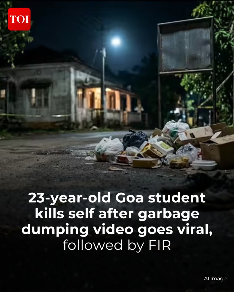 timesofindia's tweet photo. A 23-year-old #Goan student tragically ended his life after a video of him littering went viral, leading to an FIR. Chief Minister #PramodSawant has ordered an inquiry into the incident. The student was summoned to the police station, served a notice, and allowed to return home before the fatal #event.

More details 🔗 https://t.co/UkYeVNwVEv

Stay informed, stay ahead – download the TOI app today 👉 https://t.co/sLEaFM4rb3
