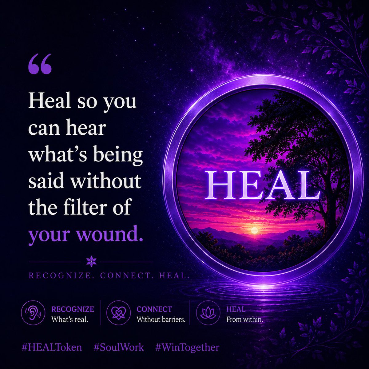 Guidingnode's tweet photo. You can’t truly hear others through the noise of unhealed wounds.
HEAL is about recognizing what’s real, connecting without barriers, and growing beyond old filters.
Heal within. Win together. 💜
#HEALToken #SoulWork #WinTogether #HEAL https://t.co/85r5OUVBUM