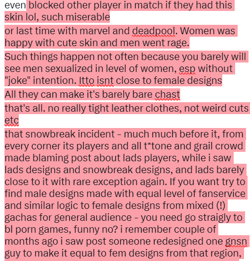 vdmalerlog's tweet photo. @Tt50254 @hbpxxxw03 they complained on scar design because it was "uncomfortable" for them, but the fact women who play those games also feel uncomfortable w fem charas designs doesnt care anyone
also remember belial summer skin, when en and kr cried in every corner, more than that male players even https://t.co/OkcjWngUbc