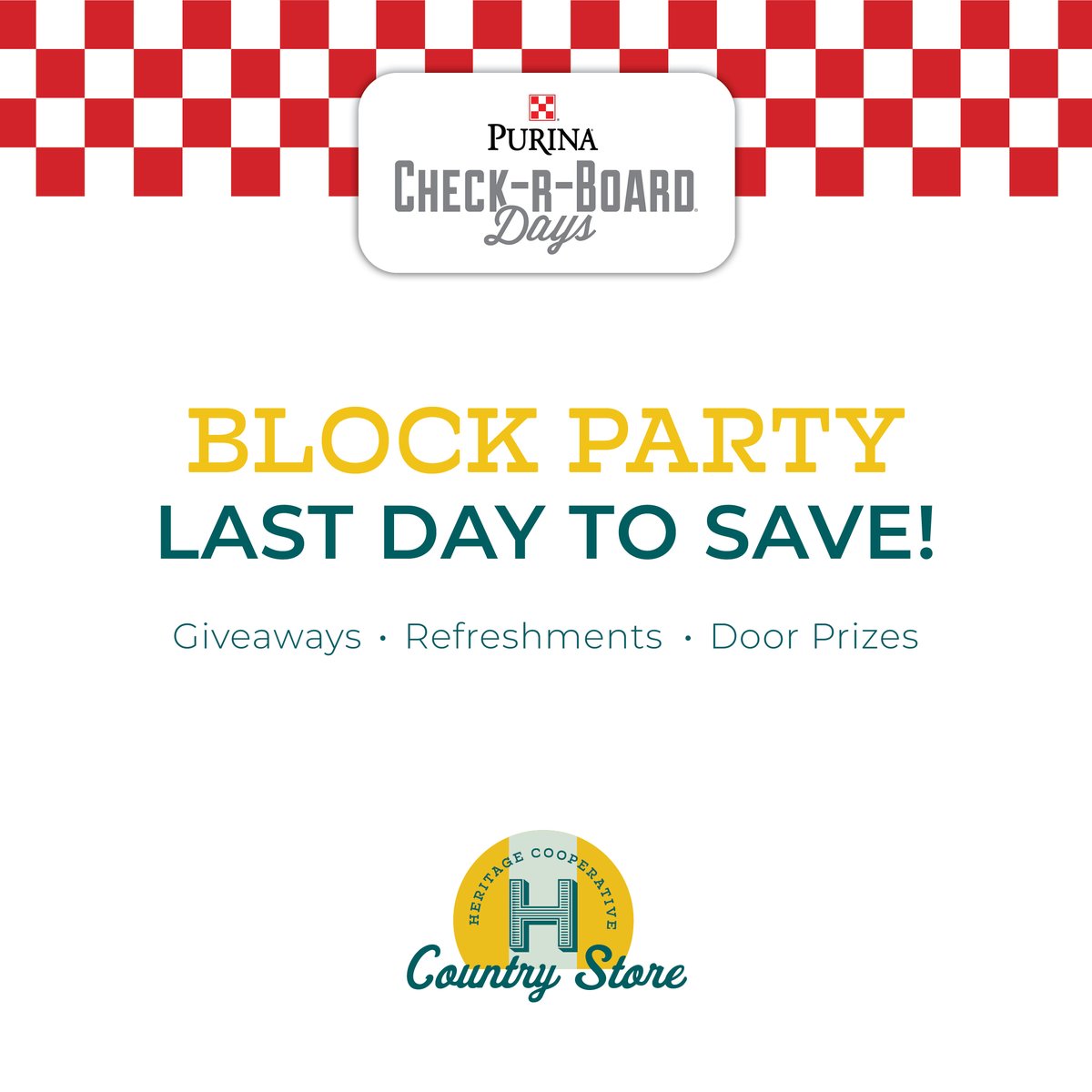 HeritageCoop's tweet photo. ๐ Last Chance to Save: #Purina #CheckRBoardDays End Today! If youโve been waiting to stock up on your favorite feed and supplies, the clock is ticking.
All #HeritageCountryStore locations (excluding Richwood & Upper Sandusky) See you soon!
#ShowFeed #livestock #ohioffa #4h https://t.co/0zqLL70lyC