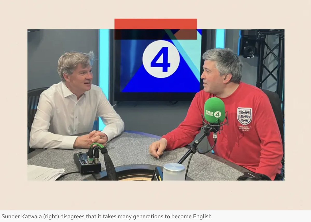 sundersays's tweet photo. I spoke to @nicholaswatt on English identity, broadcast Sunday 130pm.
- Those born in England, who sincerely identify as English, accepted as English by most. That doesn't take 5 generations! Sport reflects the common sense consensus but it isn't enough
https://t.co/HocD0XjtAn https://t.co/2REsSowRMK