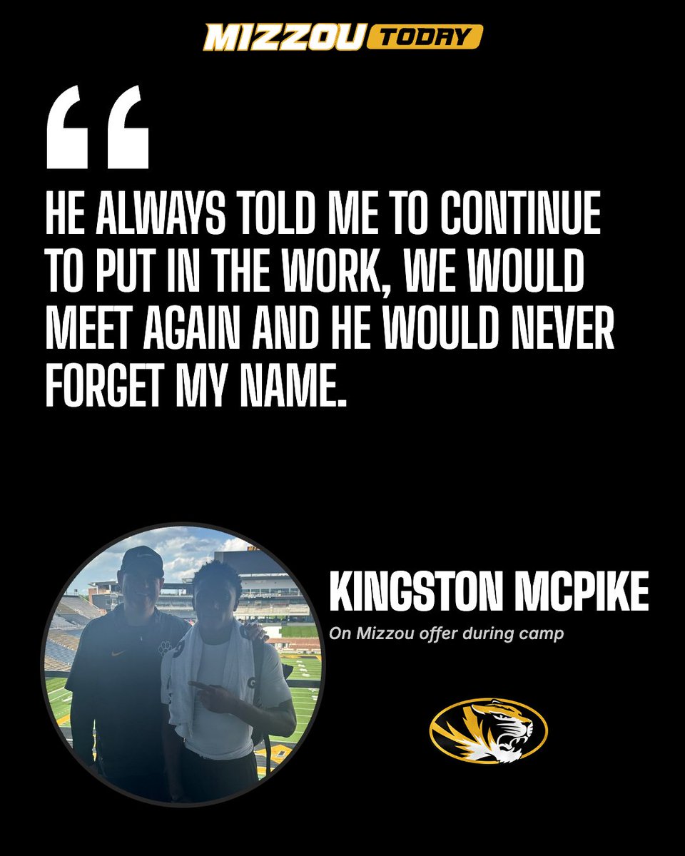 MizzouToday's tweet photo. #Mizzou offered Class of 2028 CBC WR Kingston McPike, who has tallied six scholarships across the past two days.

https://t.co/5KIB9p4aC5 https://t.co/PRSUsHrD9N