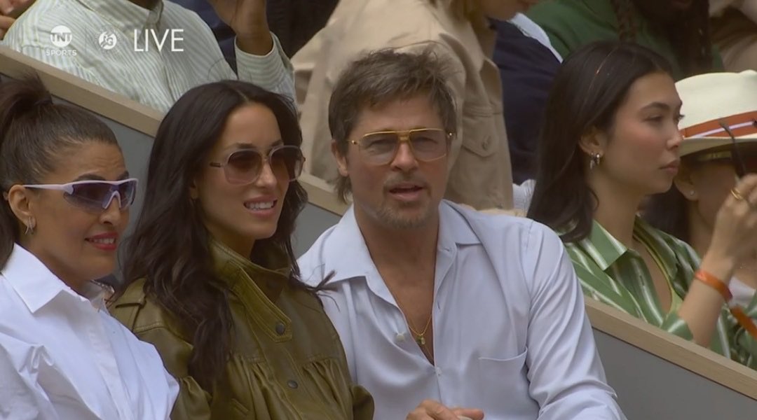 TheTennisLetter's tweet photo. Brad Pitt is in the house watching Maja Chwalinska and Mirra Andreeva play the Roland Garros final. 

⭐️ https://t.co/UIeRZUWe3J