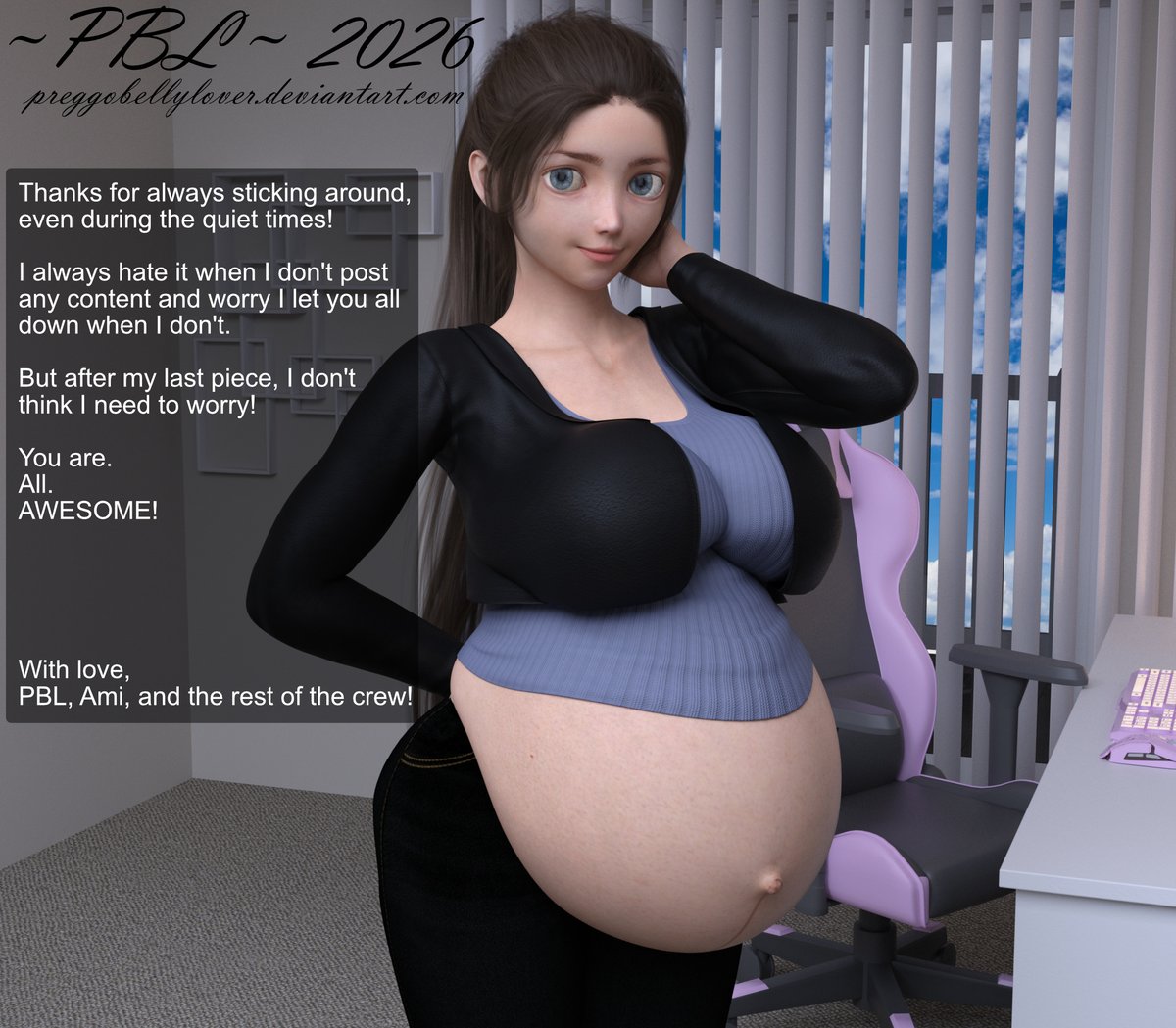 PBL_DA's tweet photo. Just a quick little render for this awesome community and to my fans.

Love you all. x

And thank you. x

#PregnantArt #Pregnant3DArt https://t.co/JXCuWepUNC