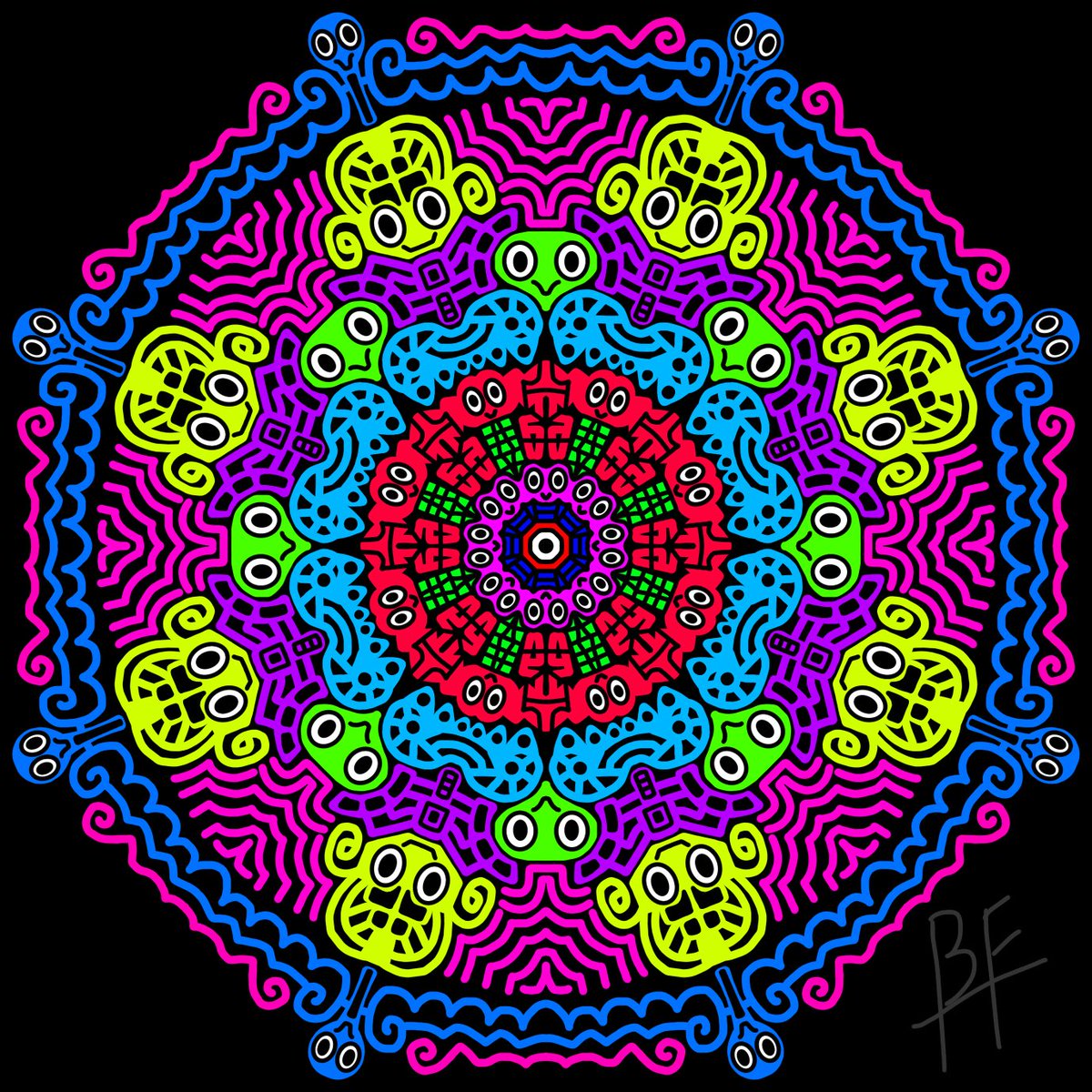 Blackframe15's tweet photo. #digitalart #digitalartist #lineart #psychedelicart 
#trippyart #neonart #symmetryart #outsiderart 
#artwork #iphoneart #phoneart #デジタルアート https://t.co/GzHyHBkZYG