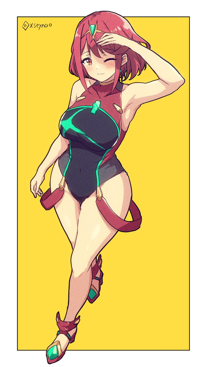 xseynao's tweet photo. 水着　ホムラ https://t.co/ScqWS89bq0